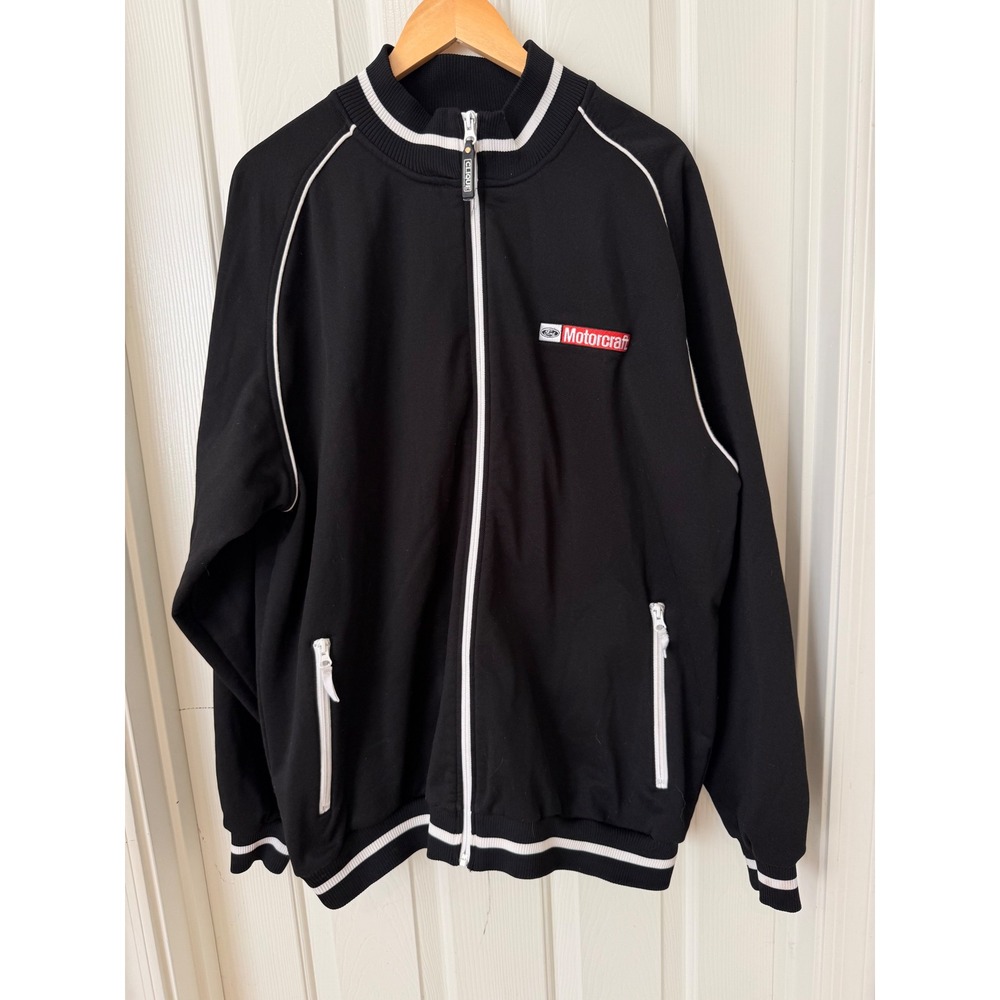 Ford Motorcraft Track Jacket Mens XXL Black Full Zip Fleece Lined Raglan
